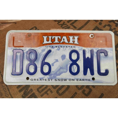 Utah Tablica Rejestracyjna USA Szyld Rejestracja Oryginał D868WC