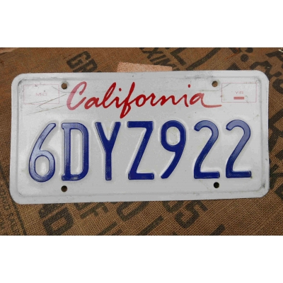 California Tablica Rejestracyjna USA Szyld Rejestracja Oryginał 6DYZ922