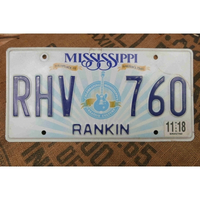 Mississippi Tablica Rejestracyjna USA Szyld Rejestracja Oryginał RHV760