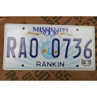 Mississippi Tablica Rejestracyjna USA Szyld Rejestracja Oryginał RAO0736