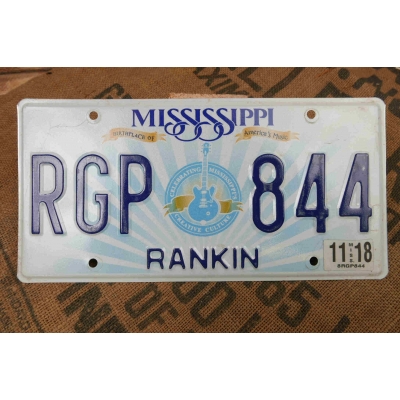 Mississippi Tablica Rejestracyjna USA Szyld Rejestracja Oryginał RGP844