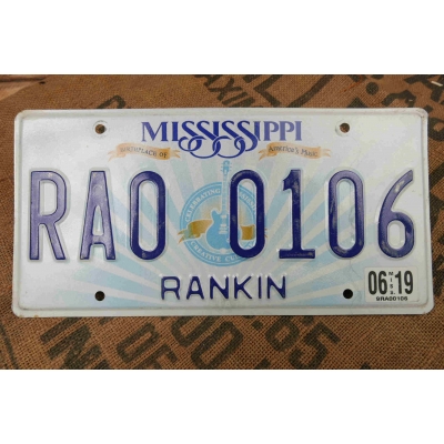 Mississippi Tablica Rejestracyjna USA Szyld Rejestracja Oryginał RAO0106