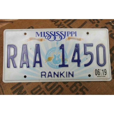 Mississippi Tablica Rejestracyjna USA Szyld Rejestracja Oryginał RAA1450