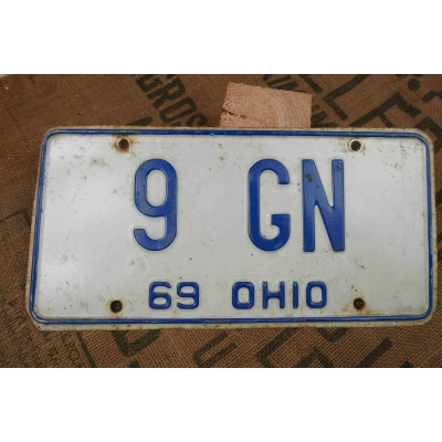 Ohio Tablica Rejestracyjna USA Szyld Rejestracja Oryginał 1969 9GN