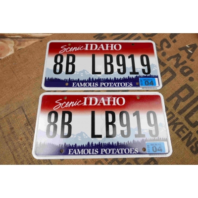 Idaho Komplet Tablica Rejestracyjna USA Szyld Rejestracja Para Zestaw 8BLB919
