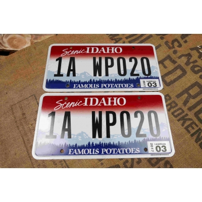 Idaho Komplet Tablica Rejestracyjna USA Szyld Rejestracja Para Zestaw 1AWPO20