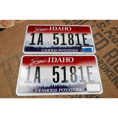Idaho Komplet Tablica Rejestracyjna USA Szyld Rejestracja Para Zestaw 1A5181E