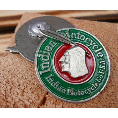 Indian Zielono Czarny Motorcycle USA Logo Wpinka Blacha