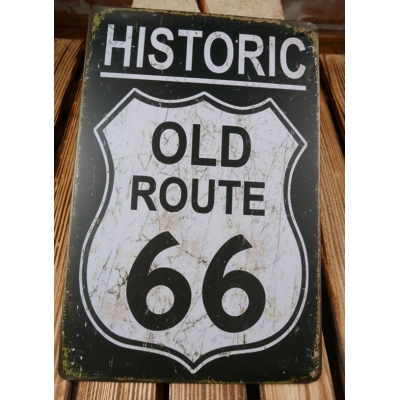 Historic Old Route 66 Tablica Szyld Reklama Blacha