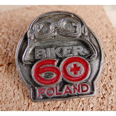 Motocyklista Biker 60+ Kask Znaczek Blacha Poland