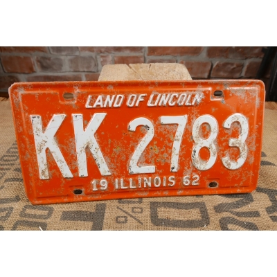 Illinois Land Of Lincoln Tablica Rejestracyjna USA KK2783 1962
