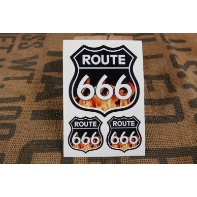 Route 666 Naklejka Zestaw Płomienie