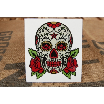 Meksykańska Czaszka Naklejka Róże Sweet Skull
