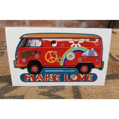 Make Love Volkswagen VW T1 Naklejka Bus Woodstock