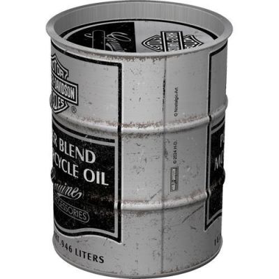 Harley Davidson Skarbonka Metalowa Motor Oil Beczka Puszka Szara