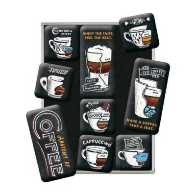 Kawa Coffe Kawosz Zestaw Magnesów na Lodówkę Logo Retro