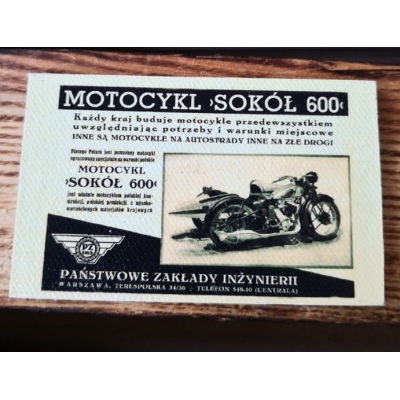 Sokół 600 Przedwojenna Reklama Motocykl Magnes na Lodówkę
