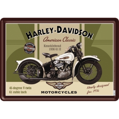 Harley Davidson Knucklehead WLA  tablica pocztówka