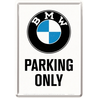 BMW Parking Only - Pocztówka Metalowa