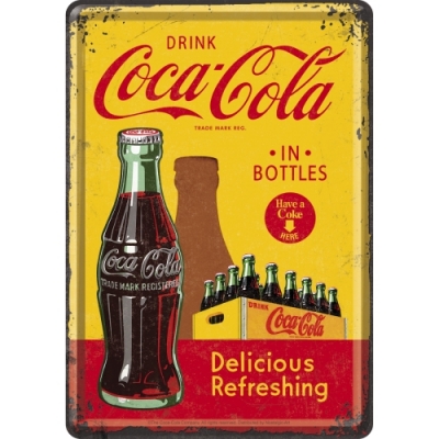 Coca Cola Butelka Skrzynka - Pocztówka Metalowa