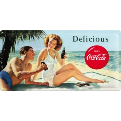 Duża tablica Coca Cola Plaża Retro 25x50cm szyld