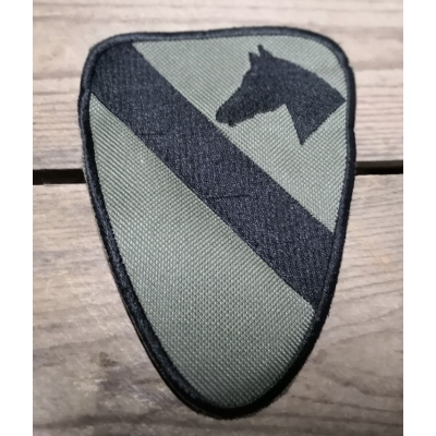 Pierwsza Dywizja Kawalerii USA  Wojskowa Zielona Naszywka Patch Badge 1st Cavalry Divison Horse HQ Military U.S. Army