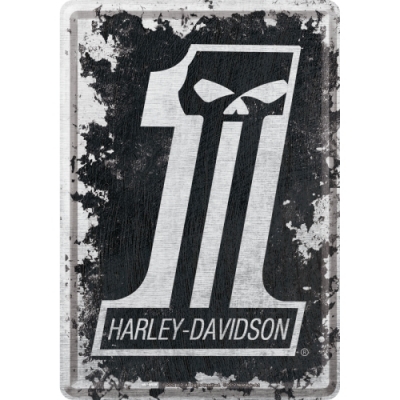 Harley Davidson-Skull Metalowa pocztówka