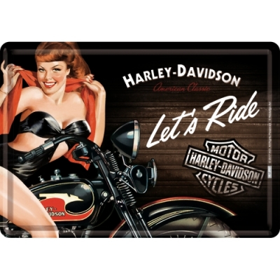 Harley Davidson Biker Babe- metalowa pocztówka tablica szyld